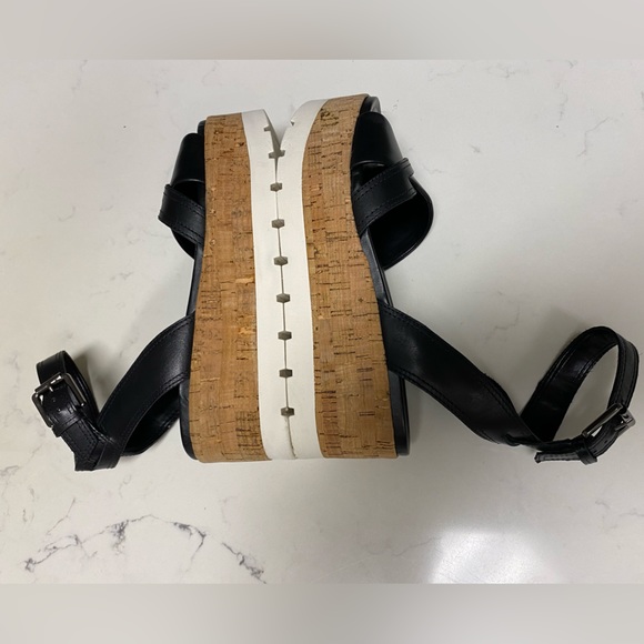 Franco Sarto Women’s Ankle Strap Cork Black Leather Sandals - 7M L-FAE - Picture 10 of 16